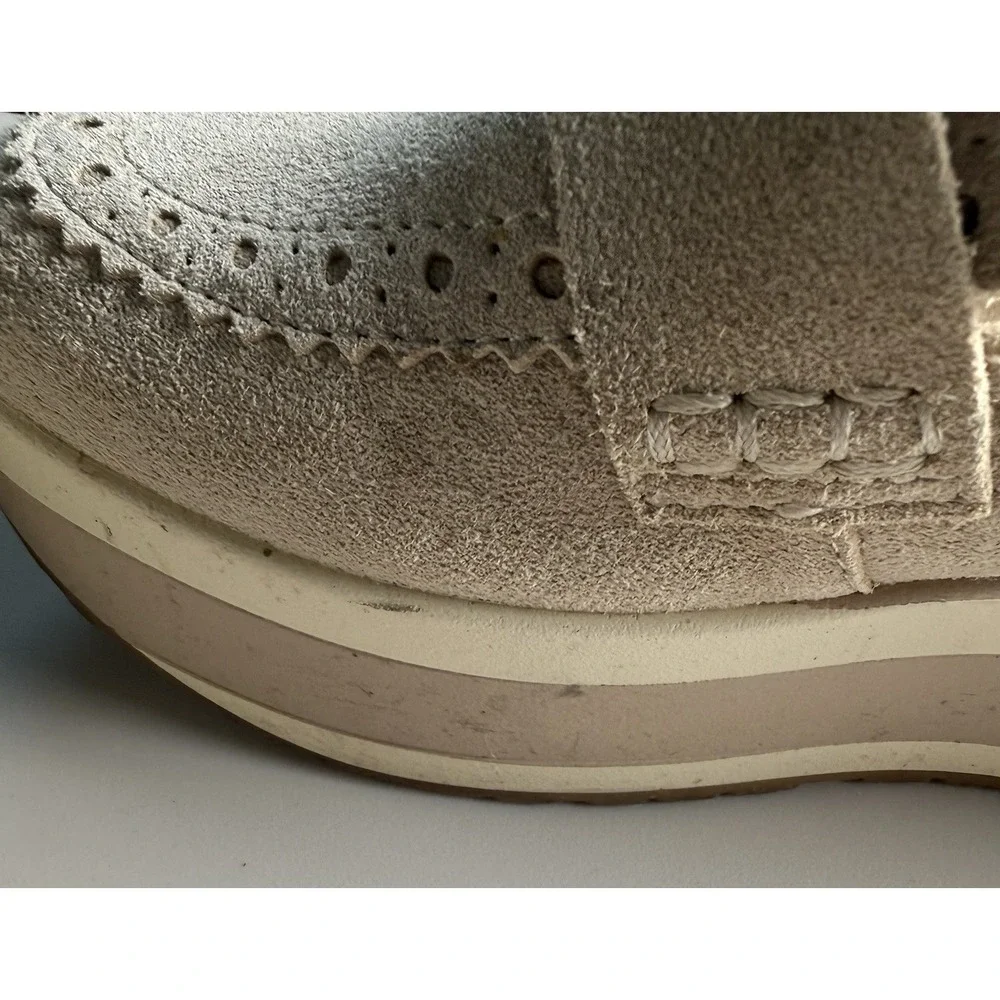 Dolce Vita Women Suede Espadrille Platform Penny Loafers Beige Tan Size 8